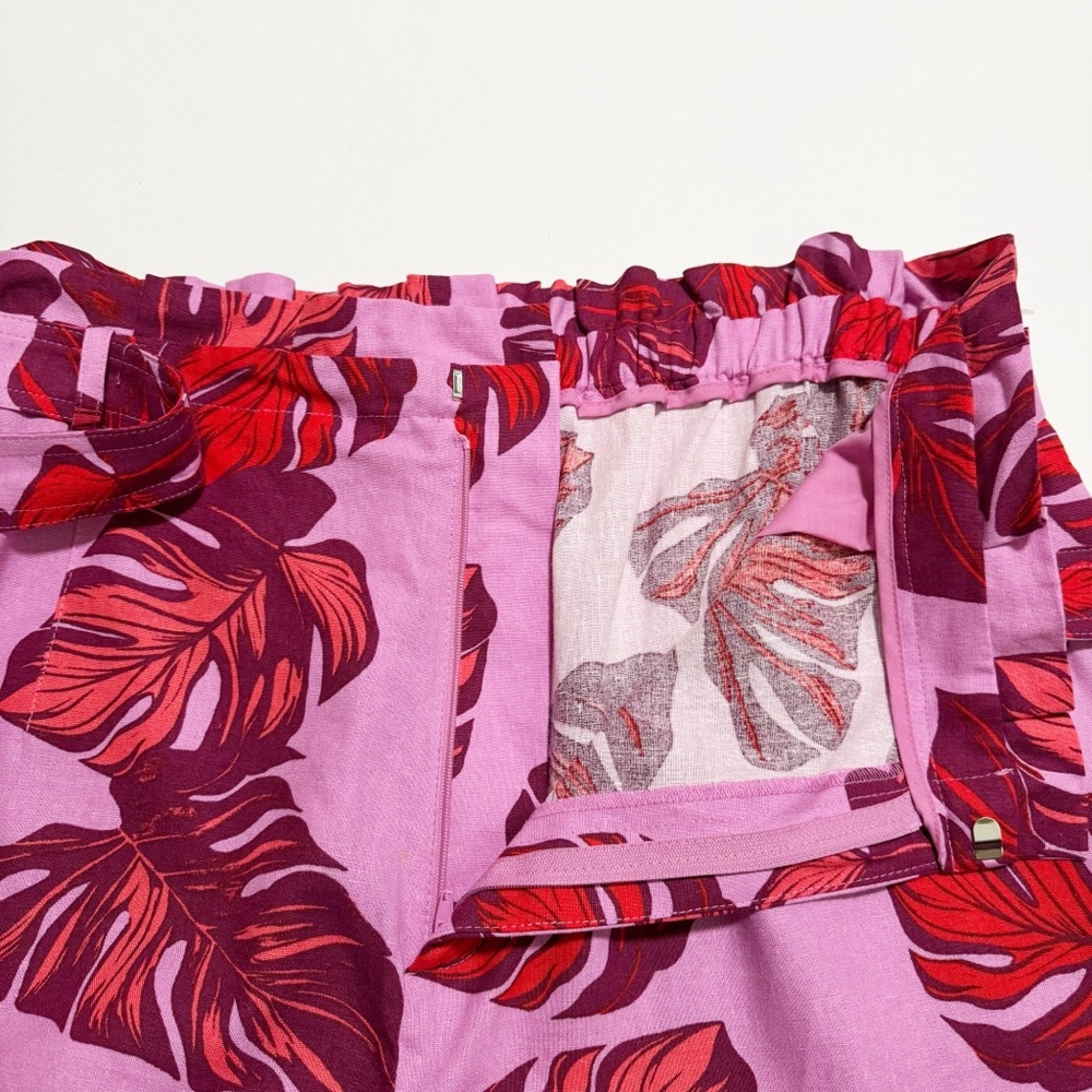 NEW Sofia Jean Linen Blend Top High Waisted Paper Bag Shorts Set - Picture 11 of 16